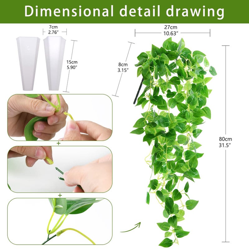 ZFProcess Artificial Hanging Plants  2PCS Artificia Green Vines Bouquet Hanging Plants 2.9 ft Fake Ivy Vine for Patio Home Bedroom Wedding Indoor Outdoor Wall Summer Decor(Green) - Image 5